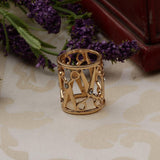 Maxbell Hollow Out Cylinder Scissor Shape Silk Chiffon Scarf Shawl Holder Gold