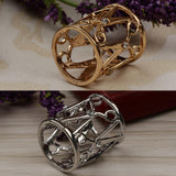 Maxbell Hollow Out Cylinder Scissor Shape Silk Chiffon Scarf Shawl Holder Gold