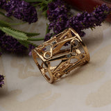 Maxbell Hollow Out Cylinder Scissor Shape Silk Chiffon Scarf Shawl Holder Gold