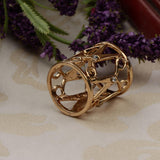 Maxbell Hollow Out Cylinder Scissor Shape Silk Chiffon Scarf Shawl Holder Gold