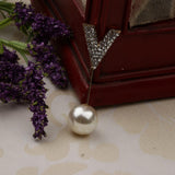 Maxbell Elegant Men Women Rhinestone Paved V Shaped Pearl Stick Collar Pins Gold