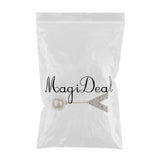 Maxbell Elegant Men Women Rhinestone Paved V Shaped Pearl Stick Collar Pins Gold
