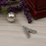 Maxbell Elegant Men Women Rhinestone Paved V Shaped Pearl Stick Collar Pins Silver