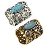 Maxbell Rhinestone Turquoise Chiffon Scarf Clips Rings Holder Jewelry Antique Bronze