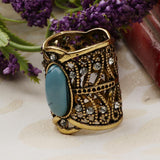 Maxbell Rhinestone Turquoise Chiffon Scarf Clips Rings Holder Jewelry Antique Bronze