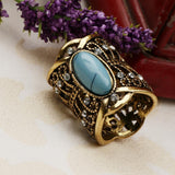 Maxbell Rhinestone Turquoise Chiffon Scarf Clips Rings Holder Jewelry Antique Bronze