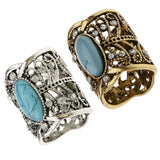 Maxbell Rhinestone Turquoise Chiffon Scarf Clips Rings Holder Jewelry Antique Bronze