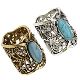 Maxbell Rhinestone Turquoise Chiffon Scarf Clips Rings Holder Jewelry Antique Bronze