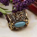 Maxbell Rhinestone Turquoise Chiffon Scarf Clips Rings Holder Jewelry Antique Bronze