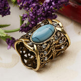 Maxbell Rhinestone Turquoise Chiffon Scarf Clips Rings Holder Jewelry Antique Bronze