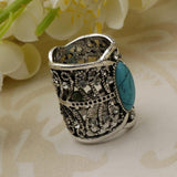 Maxbell Rhinestone Turquoise Chiffon Scarf Clips Rings Holder Jewelry Antique Silver