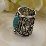 Maxbell Rhinestone Turquoise Chiffon Scarf Clips Rings Holder Jewelry Antique Silver