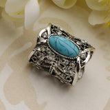 Maxbell Rhinestone Turquoise Chiffon Scarf Clips Rings Holder Jewelry Antique Silver