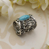 Maxbell Rhinestone Turquoise Chiffon Scarf Clips Rings Holder Jewelry Antique Silver