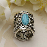 Maxbell Rhinestone Turquoise Chiffon Scarf Clips Rings Holder Jewelry Antique Silver