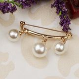 Maxbell Imitation Pearl Charms Dangle Arc-shaped Safety Collor Sweater Pin Golden