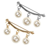Maxbell Imitation Pearl Charms Dangle Arc-shaped Safety Collor Sweater Pin Golden
