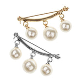 Maxbell Imitation Pearl Charms Dangle Arc-shaped Safety Collor Sweater Pin Golden