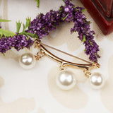 Maxbell Imitation Pearl Charms Dangle Arc-shaped Safety Collor Sweater Pin Golden