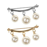 Maxbell Imitation Pearl Charms Dangle Arc-shaped Safety Collor Sweater Pin Golden
