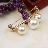 Maxbell Imitation Pearl Charms Dangle Arc-shaped Safety Collor Sweater Pin Golden