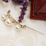 Maxbell Imitation Pearl Charms Dangle Arc-shaped Safety Collor Sweater Pin Golden