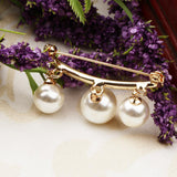Maxbell Imitation Pearl Charms Dangle Arc-shaped Safety Collor Sweater Pin Golden