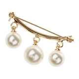 Maxbell Imitation Pearl Charms Dangle Arc-shaped Safety Collor Sweater Pin Golden