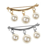 Maxbell Imitation Pearl Charms Dangle Arc-shaped Safety Collor Sweater Pin Golden