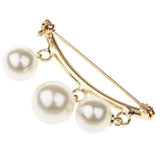 Maxbell Imitation Pearl Charms Dangle Arc-shaped Safety Collor Sweater Pin Golden