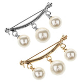Maxbell Imitation Pearl Charms Dangle Arc-shaped Safety Collor Sweater Pin Golden