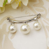 Maxbell Imitation Pearl Charms Dangle Arc-shaped Safety Collor Sweater Pin Silver
