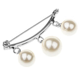 Maxbell Imitation Pearl Charms Dangle Arc-shaped Safety Collor Sweater Pin Silver