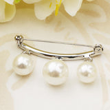 Maxbell Imitation Pearl Charms Dangle Arc-shaped Safety Collor Sweater Pin Silver