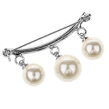 Maxbell Imitation Pearl Charms Dangle Arc-shaped Safety Collor Sweater Pin Silver
