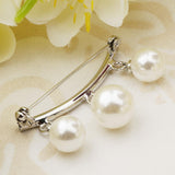 Maxbell Imitation Pearl Charms Dangle Arc-shaped Safety Collor Sweater Pin Silver