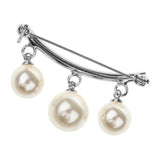 Maxbell Imitation Pearl Charms Dangle Arc-shaped Safety Collor Sweater Pin Silver