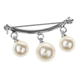 Maxbell Imitation Pearl Charms Dangle Arc-shaped Safety Collor Sweater Pin Silver