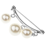 Maxbell Imitation Pearl Charms Dangle Arc-shaped Safety Collor Sweater Pin Silver