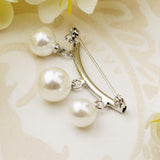 Maxbell Imitation Pearl Charms Dangle Arc-shaped Safety Collor Sweater Pin Silver