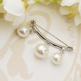 Maxbell Imitation Pearl Charms Dangle Arc-shaped Safety Collor Sweater Pin Silver