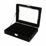 Maxbell Velvet Case Earring Necklace Organizer Display Jewelry Storage Box Black