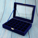 Maxbell Velvet Case Earring Necklace Organizer Display Jewelry Storage Box Deep Blue