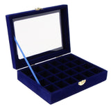 Maxbell Velvet Case Earring Necklace Organizer Display Jewelry Storage Box Deep Blue