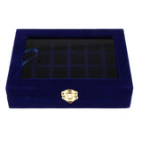 Maxbell Velvet Case Earring Necklace Organizer Display Jewelry Storage Box Deep Blue