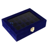 Maxbell Velvet Case Earring Necklace Organizer Display Jewelry Storage Box Deep Blue