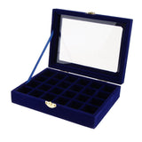 Maxbell Velvet Case Earring Necklace Organizer Display Jewelry Storage Box Deep Blue