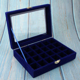 Maxbell Velvet Case Earring Necklace Organizer Display Jewelry Storage Box Deep Blue