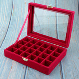 Maxbell Velvet Case Earring Necklace Organizer Display Jewelry Storage Box Rose Red