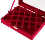 Maxbell Velvet Case Earring Necklace Organizer Display Jewelry Storage Box Rose Red